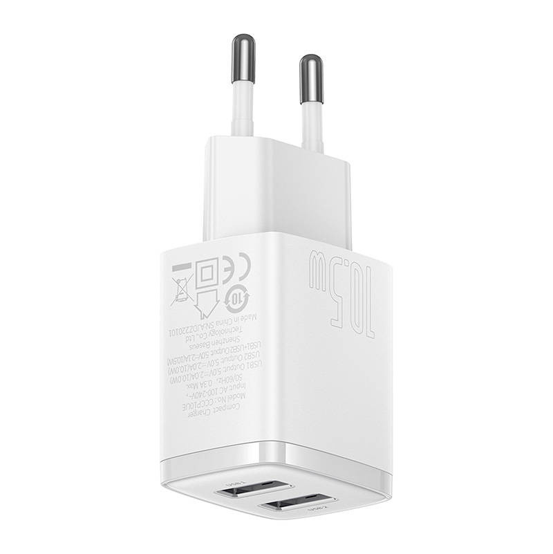Baseus CCXJ010202 Compact 10.5W 2xUSB White Fast Charger