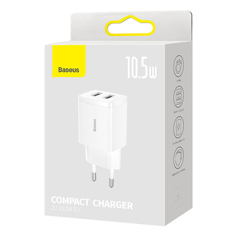 Baseus CCXJ010202 Compact 10.5W 2xUSB White Fast Charger