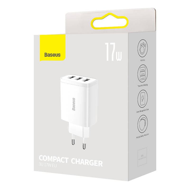 Baseus CCXJ020102 17W 3xUSB white fast charger
